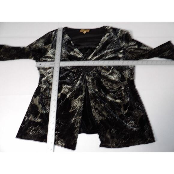 Notations Woman Blouse 1X Velvet Burnout Faux Cardigan Boho Floral Goth Fairy - Picture 8 of 14